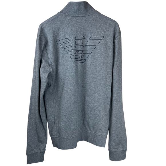 Armani Jeans Womens Full Zip Jacket Mock Neck Gray Long‎ Sleeve Size Large Logo - Picture 2 of 15